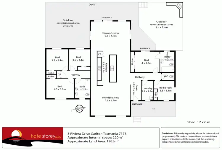 Floorplan of Homely house listing, 3 Riviera Drive, Carlton TAS 7173