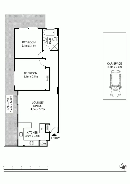 Floorplan of Homely unit listing, 13/72 Great Western Highway, Parramatta NSW 2150