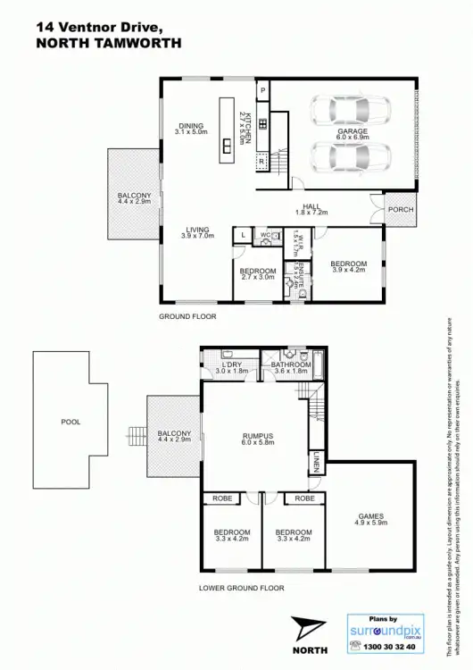 Floorplan of Homely house listing, 14 Ventnor Drive, Tamworth NSW 2340