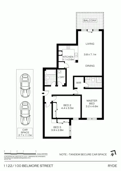 Floorplan of Homely unit listing, 1122/100 Belmore St, Ryde NSW 2112