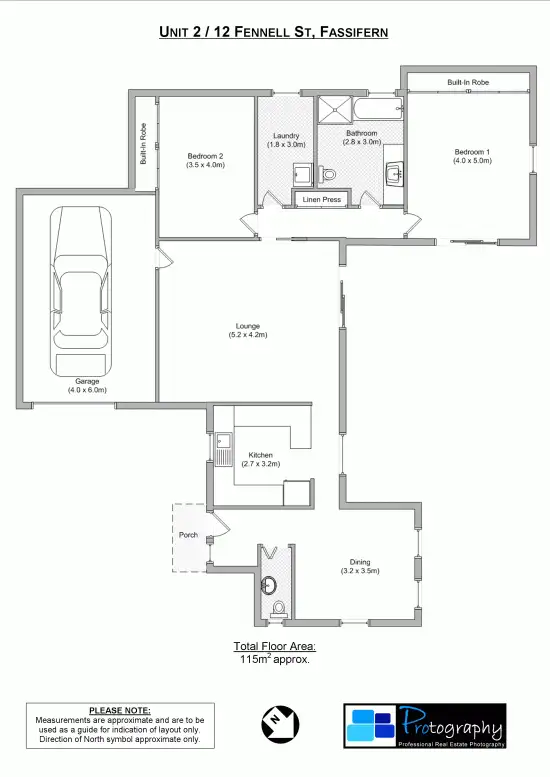 Floorplan of Homely villa listing, 2/12 Fennell Street, Fassifern NSW 2283
