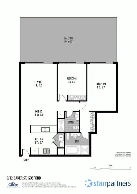 Floorplan of Homely unit listing, 9/12 Baker Street, Gosford NSW 2250