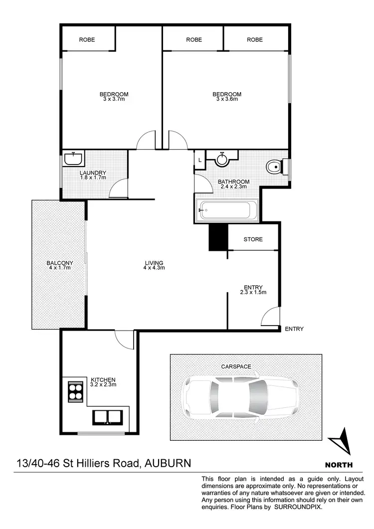 Floorplan of Homely unit listing, 13/40-46 St Hilliers Rd, Auburn NSW 2144