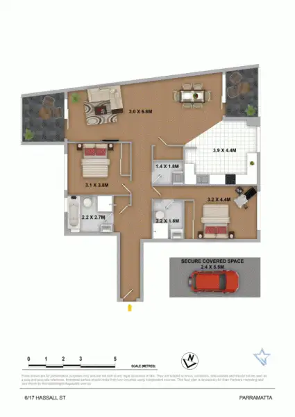 Floorplan of Homely unit listing, 6/17 Hassall Street, Parramatta NSW 2150
