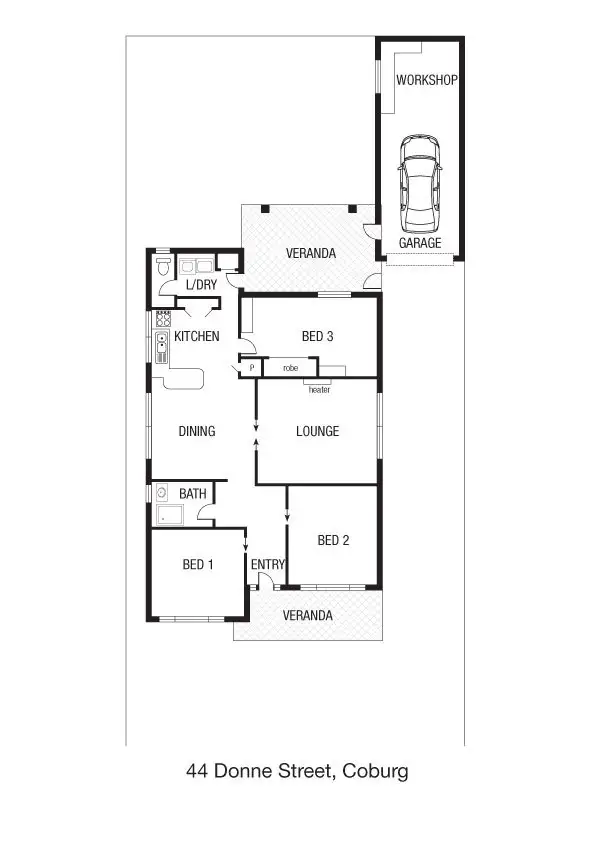 Floorplan of Homely house listing, 44 Donne Street, Coburg VIC 3058