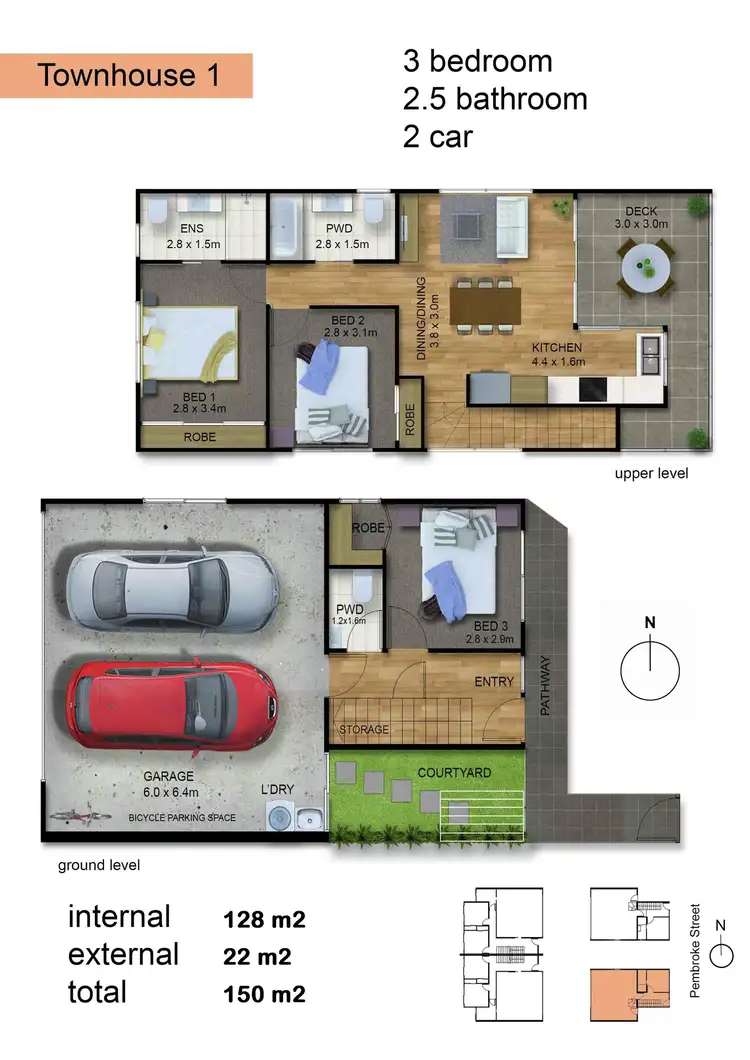 Floorplan of Homely townhouse listing, 1/62 Pembroke Street, Carina QLD 4152