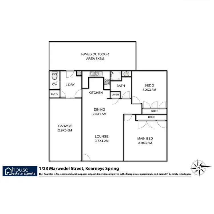 Floorplan of Homely semi-detached listing, 1/23 Marwedel Street, Kearneys Spring QLD 4350