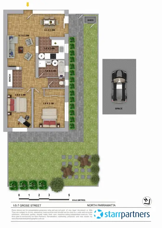 Floorplan of Homely unit listing, 1/5-7 Grose St, Parramatta NSW 2150