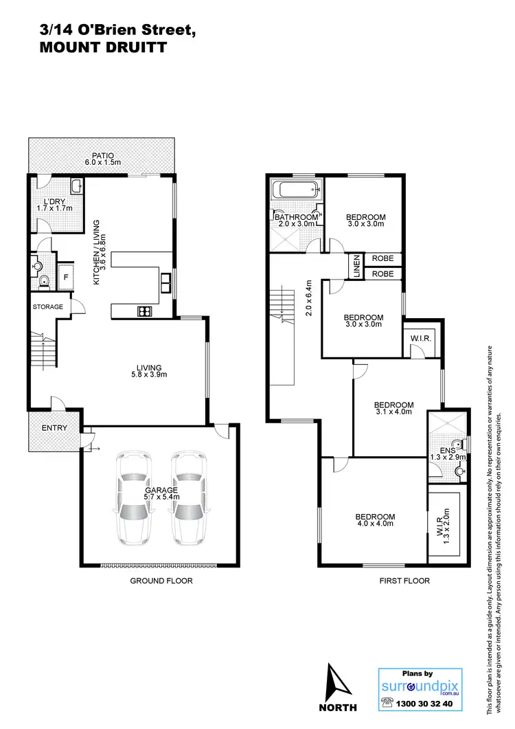 Floorplan of Homely townhouse listing, 3/14 O'Brien Street, Mount Druitt NSW 2770