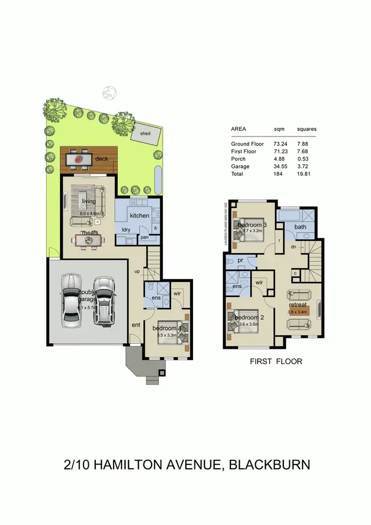 Floorplan of Homely townhouse listing, 2/10 Hamilton Avenue, Blackburn VIC 3130
