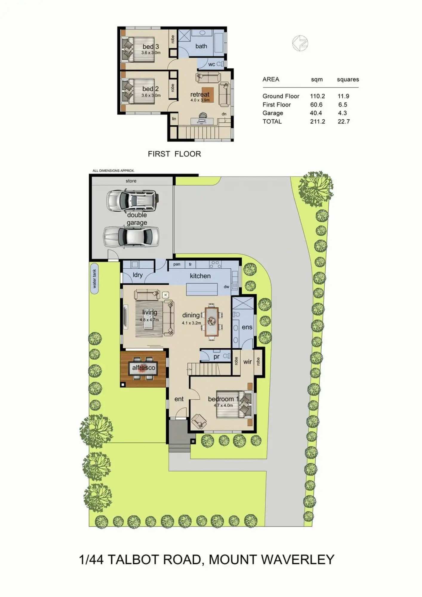Floorplan of Homely townhouse listing, 1/44 Talbot Road, Mount Waverley VIC 3149