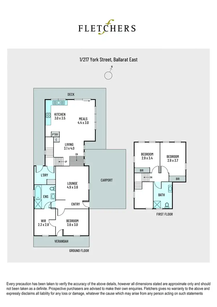 Floorplan of Homely townhouse listing, 1/217 York Street, Ballarat East VIC 3350