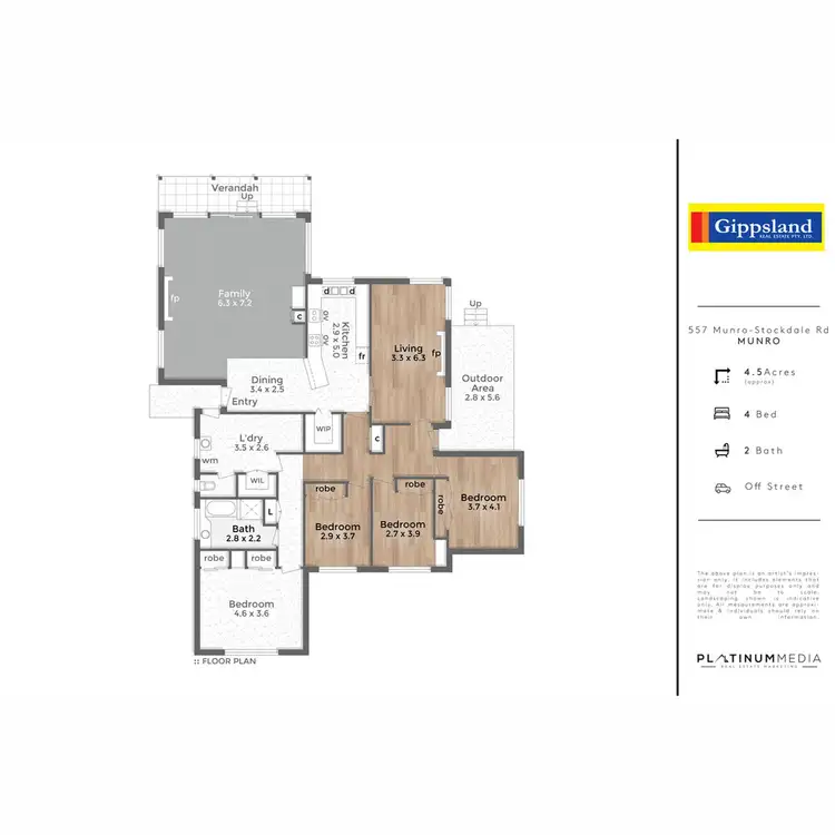 Floorplan of Homely rural property listing, 557 Munro - Stockdale Road, Munro VIC 3862