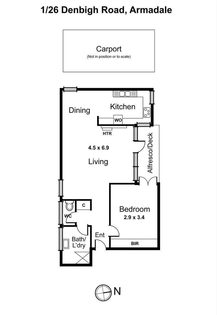 Floorplan of Homely unit listing, 1/26 Denbigh Road, Armadale VIC 3143