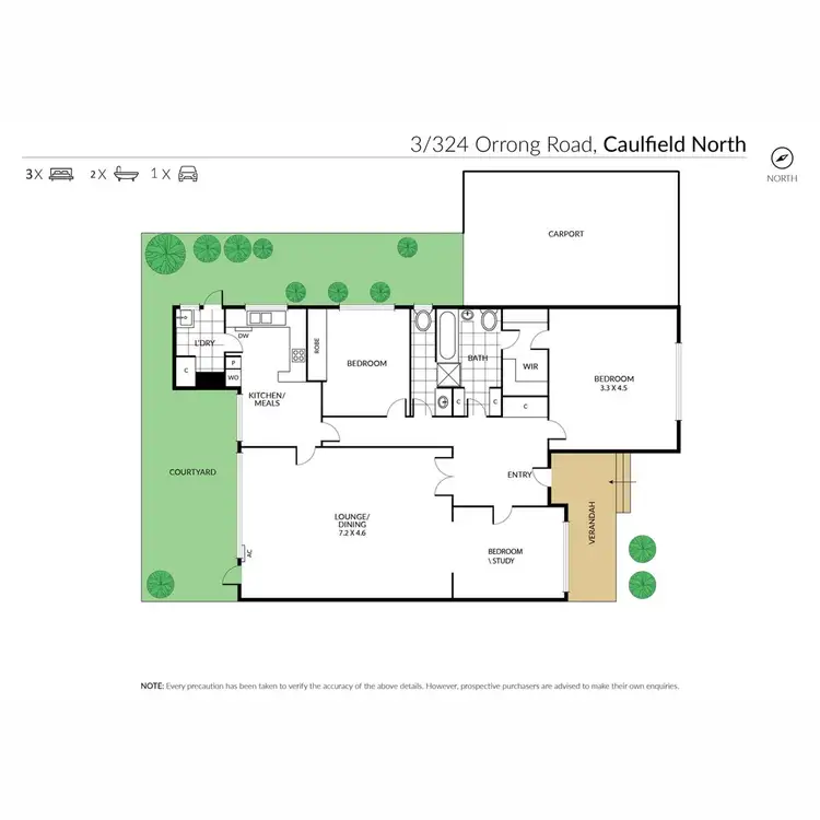 Floorplan of Homely townhouse listing, 3/324 Orrong Road, Caulfield North VIC 3161