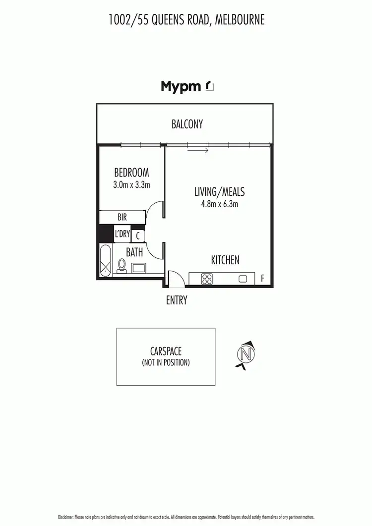 Floorplan of Homely apartment listing, 1002/55 Queens Road, Melbourne VIC 3004