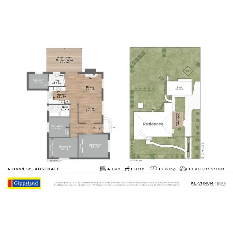 Floorplan of Homely house listing, 4 Hood Street, Rosedale VIC 3847