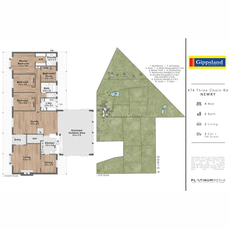 Floorplan of Homely rural property listing, 474 Three Chain Road, Newry VIC 3859