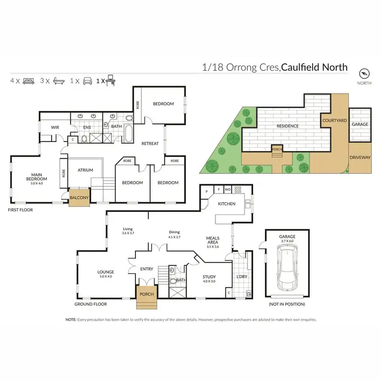 Floorplan of Homely townhouse listing, 1/18 Orrong Crescent, Caulfield North VIC 3161