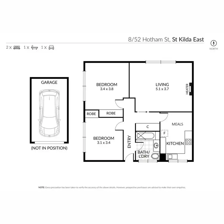 Floorplan of Homely apartment listing, 8/52 Hotham Street, St Kilda East VIC 3183