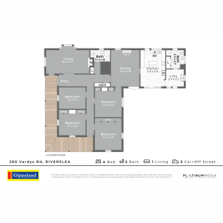 Floorplan of Homely rural property listing, 260 Vardys Road, Riverslea VIC 3860