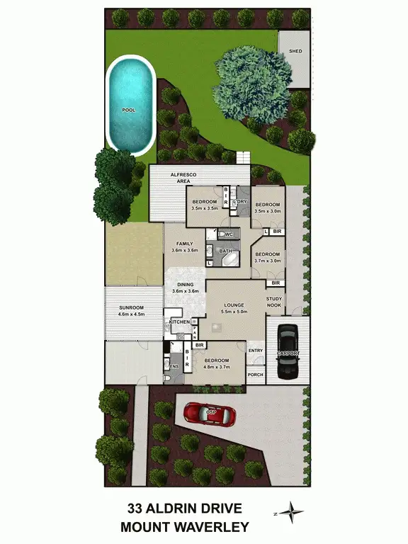 Floorplan of Homely house listing, 33 Aldrin Drive, Mount Waverley VIC 3149