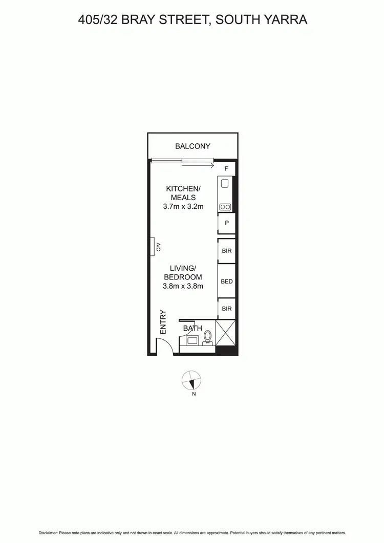 Floorplan of Homely studio listing, 405/32 Bray Street, South Yarra VIC 3141
