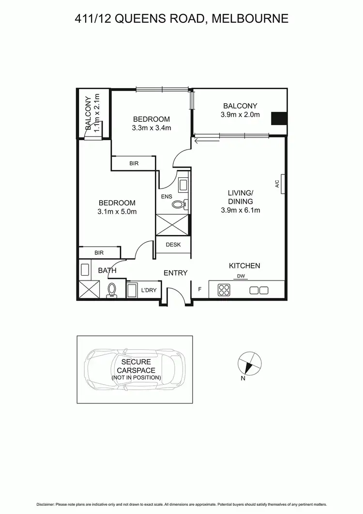 Floorplan of Homely apartment listing, 411/12 Queens Road, Melbourne VIC 3004
