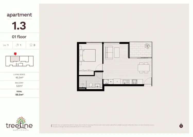 Floorplan of Homely apartment listing, 1.3/58 Moore Street, Footscray VIC 3011