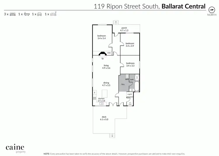 Floorplan of Homely house listing, 119 Ripon Street, Ballarat Central VIC 3350