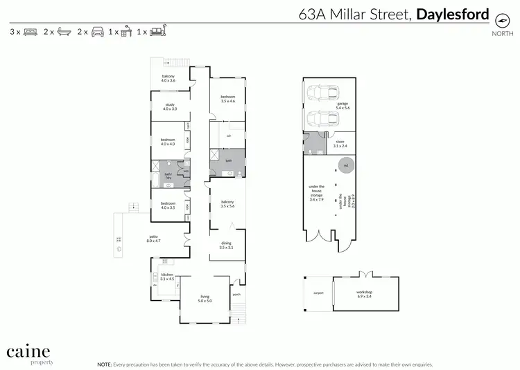 Floorplan of Homely house listing, 63A Millar Street, Daylesford VIC 3460