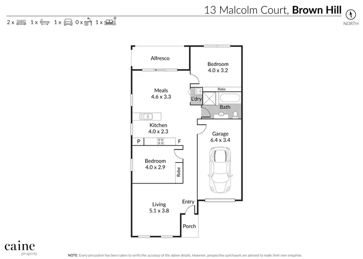 Floorplan of Homely townhouse listing, 13 Malcolm Court, Brown Hill VIC 3350