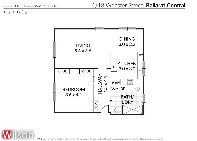 Floorplan of Homely apartment listing, 1/18 Webster Street, Ballarat Central VIC 3350