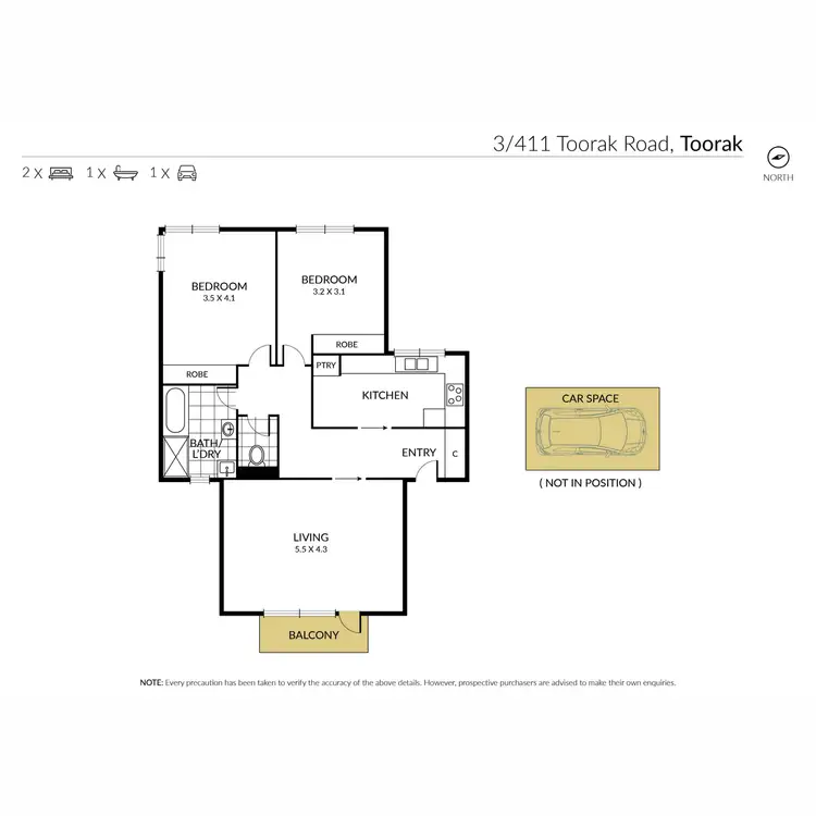 Floorplan of Homely apartment listing, 3/411 Toorak Road, Toorak VIC 3142