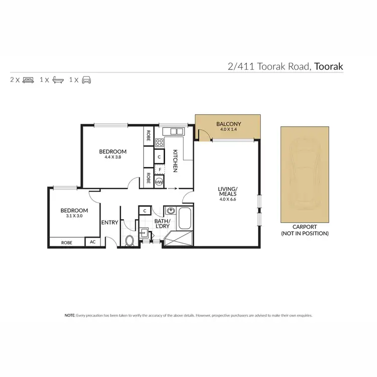 Floorplan of Homely apartment listing, 2/411 Toorak Road, Toorak VIC 3142