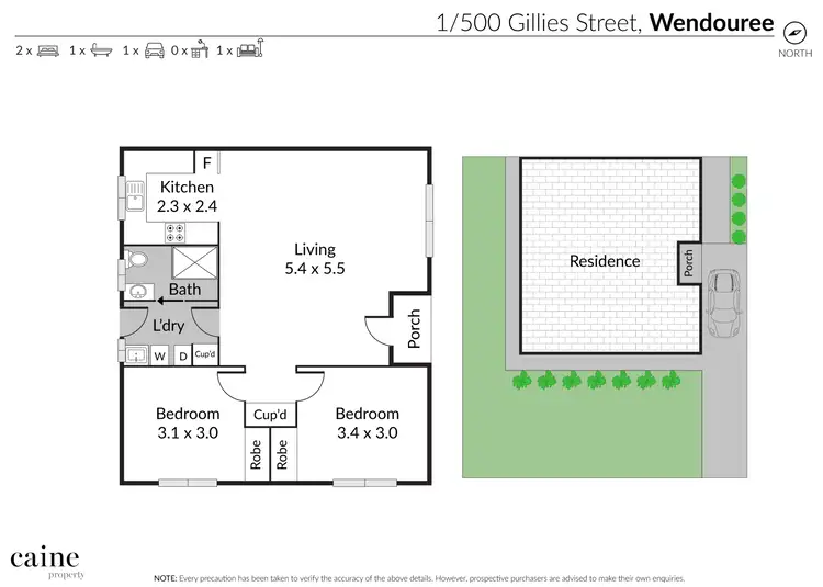 Floorplan of Homely unit listing, 1/500 Gillies Street, Wendouree VIC 3355