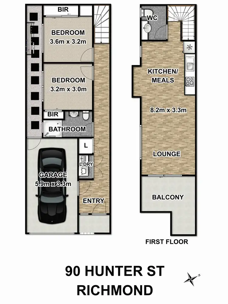 Floorplan of Homely townhouse listing, 90 Hunter Street, Richmond VIC 3121