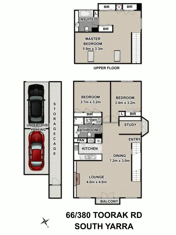 Floorplan of Homely townhouse listing, 66/380 Toorak Road, South Yarra VIC 3141