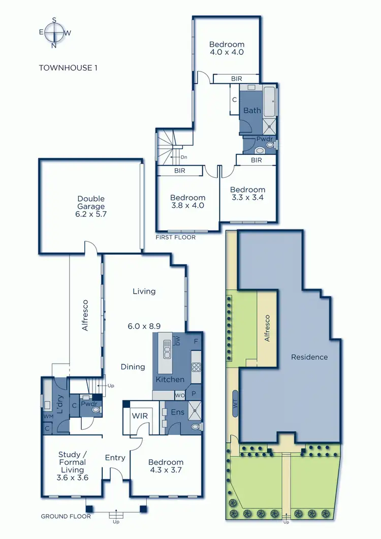 Floorplan of Homely townhouse listing, 1 & 2/32 Haig Street, Burwood VIC 3125