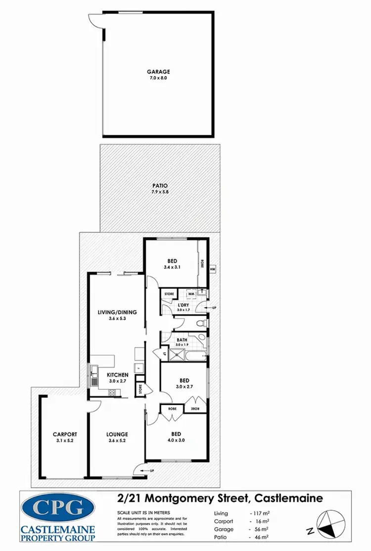 Floorplan of Homely unit listing, 2/21 Montgomery Street, Castlemaine VIC 3450