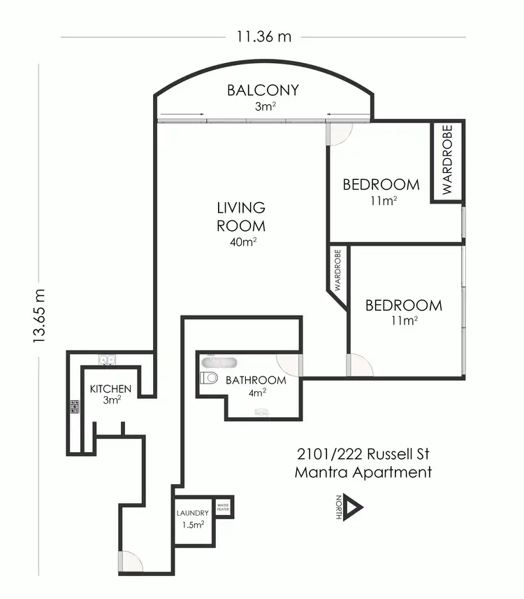 Floorplan of Homely apartment listing, 2101/222 Russell Street, Melbourne VIC 3000