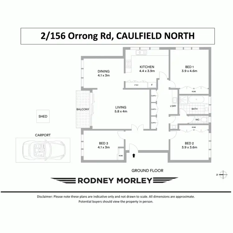 Floorplan of Homely unit listing, 2/156 Orrong Road, Caulfield North VIC 3161