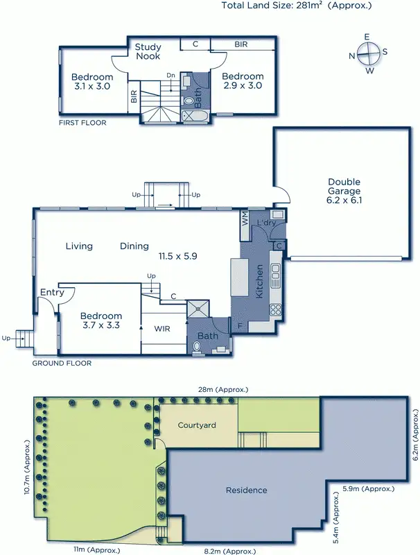 Floorplan of Homely townhouse listing, 1/8 Glen Ebor Avenue, Blackburn VIC 3130