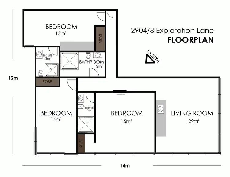 Floorplan of Homely apartment listing, 2904/8 Exploration Lane, Melbourne VIC 3000