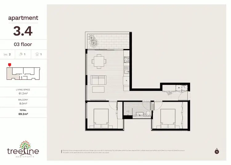 Floorplan of Homely apartment listing, 2.1/58 Moore Street, Footscray VIC 3011