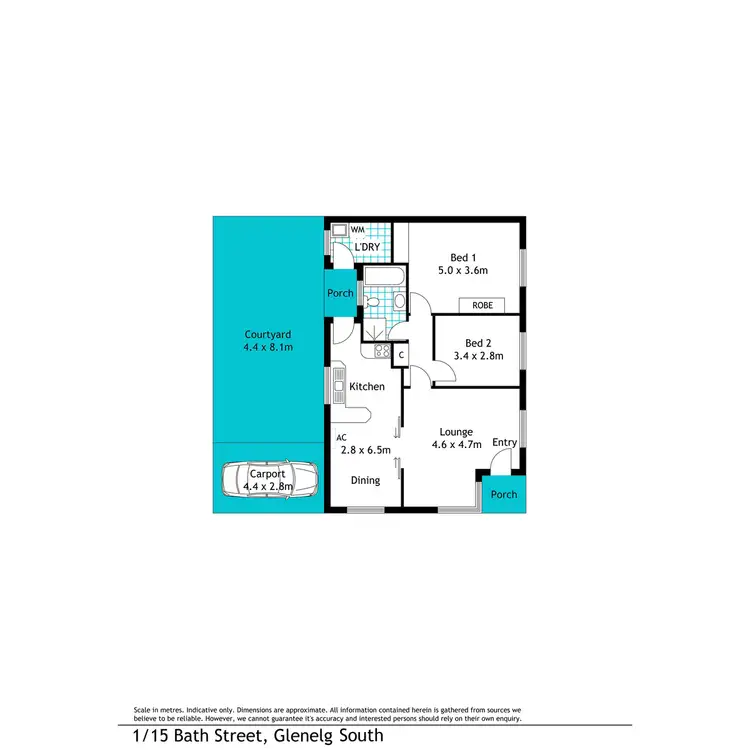 Floorplan of Homely unit listing, 1/15 Bath Street, Glenelg South SA 5045