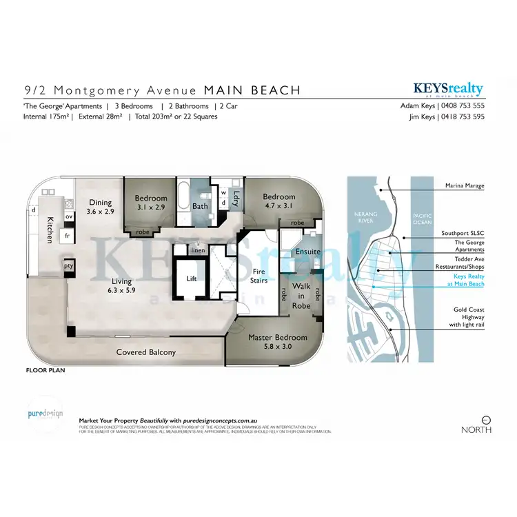 Floorplan of Homely apartment listing, The George, 2 Montgomery Avenue, Main Beach QLD 4217