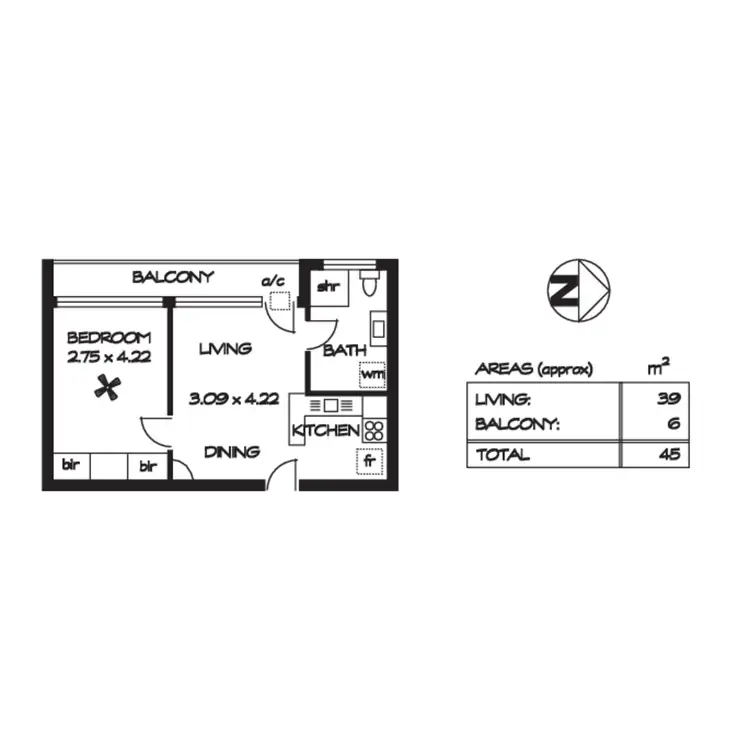 Floorplan of Homely unit listing, 51/19 South Terrace, Adelaide SA 5000