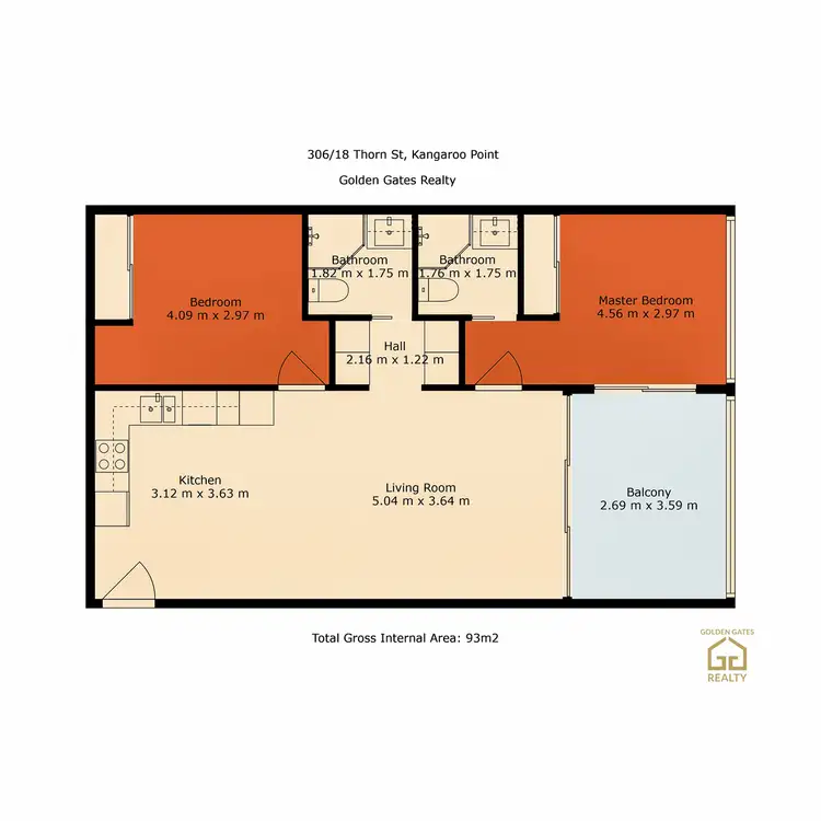Floorplan of Homely apartment listing, 306/18 Thorn Street, Kangaroo Point QLD 4169