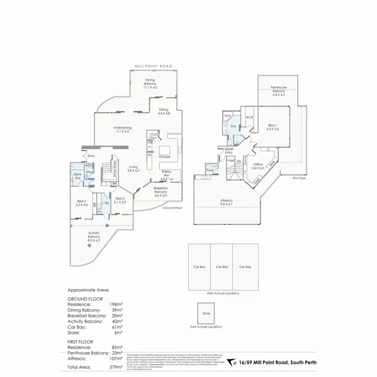Floorplan of Homely apartment listing, 16/59 Mill Point Road, South Perth WA 6151
